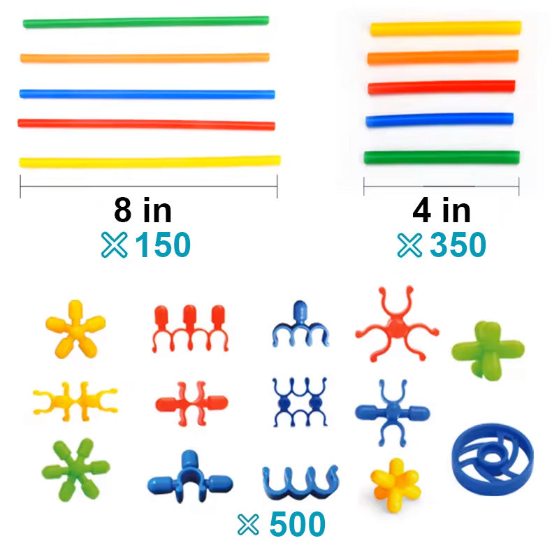 1000 Pcs Interlocking Straw Building Toy
