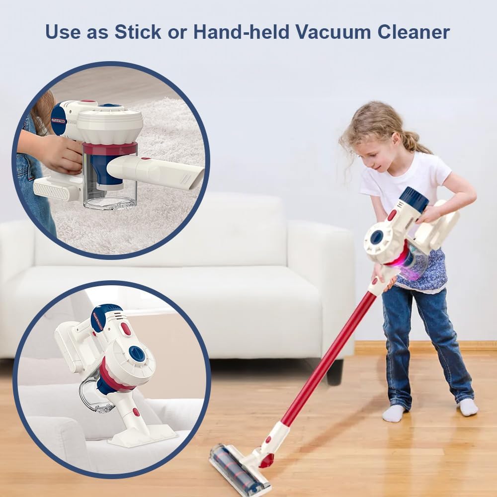 Leeray Kids Cleaning Set for Toddlers, 12 Pcs House Keeping Toddler Toys with Real Vacuum Cleaner, Broom, Dustpan, Brush Bucket Mop, Educational Montessori Pretend Playset for Boys, Girls Ages 3+